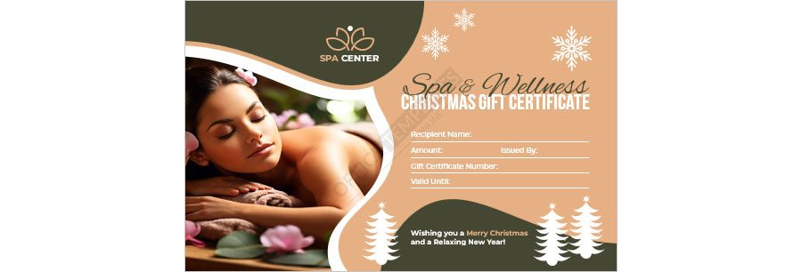 Spa and Wellness Christmas Gift Certificate Template