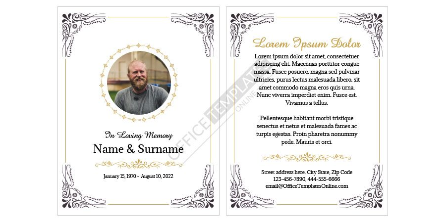 Download MS Word Obituary Memorial Card Design