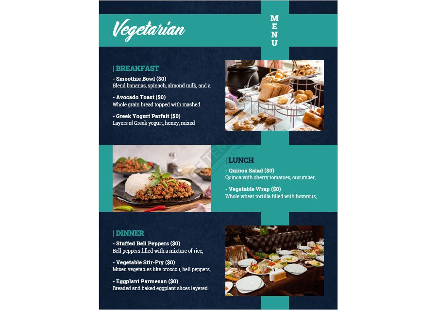 Vegetarian Menu Template