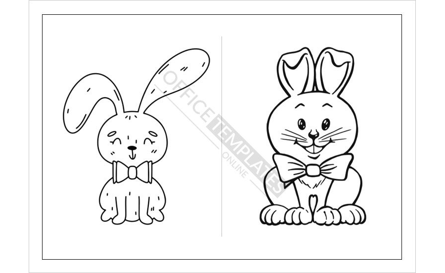 Easter Bunny With a Bow Tie Coloring Page Template