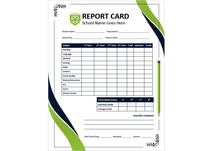 Download Student Report Card Template for MS Word