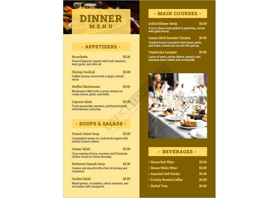Dinner Menu Template