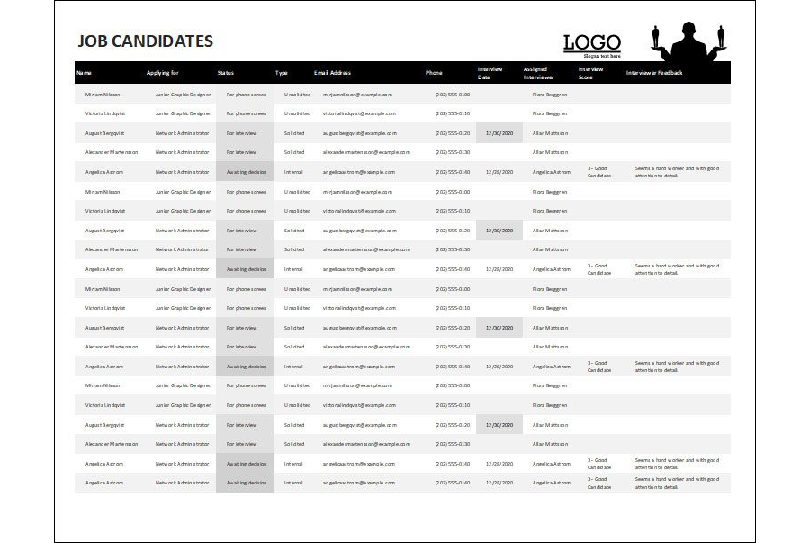 Download Job Candidates Tracker Template