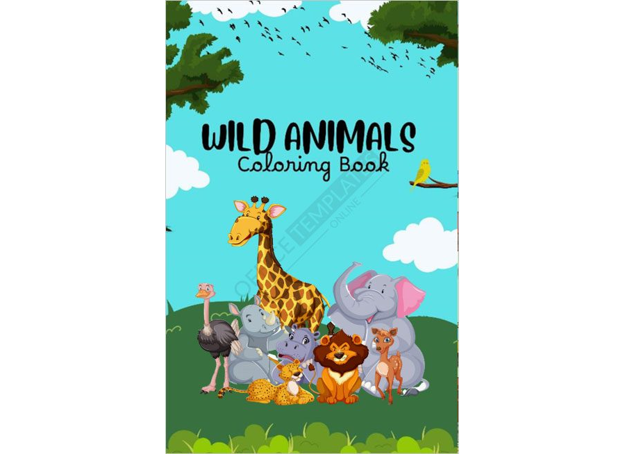Wild Animals Coloring Book Template