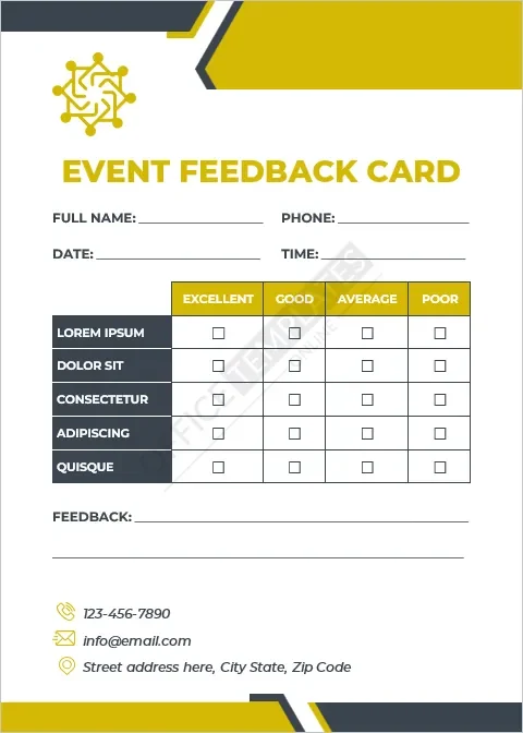 Event Feedback Card Template