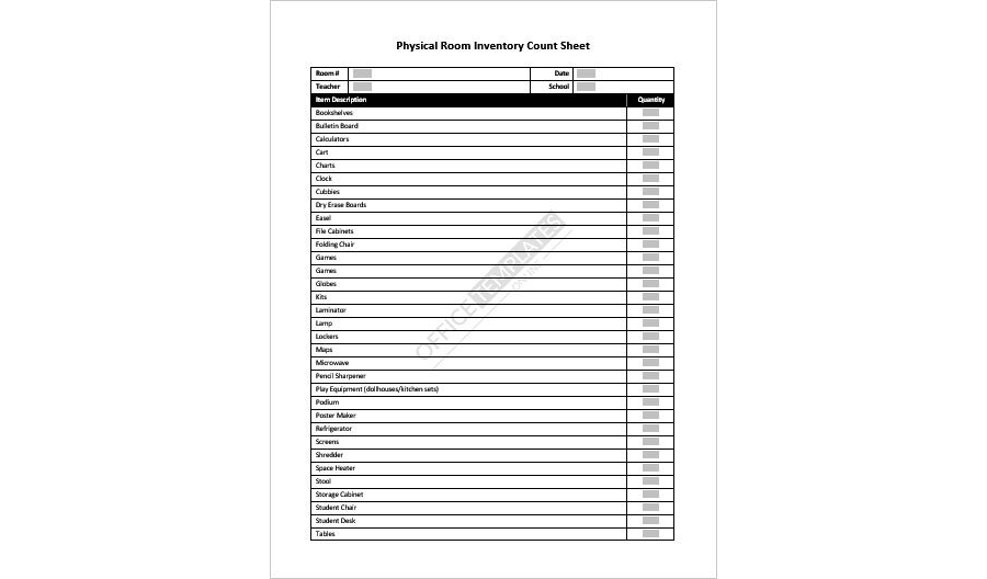 Download Physical Room Inventory Count Template