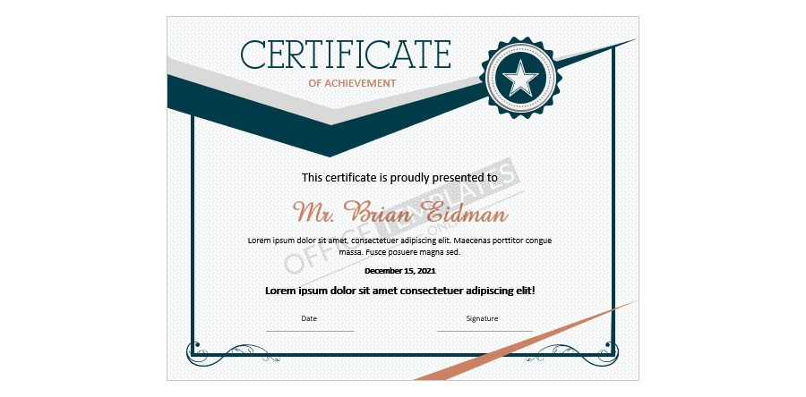 Download Professional Certificate of Achievement Template for Employee in MS Word