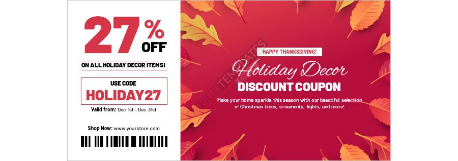Holiday Decor Discount Coupon Template