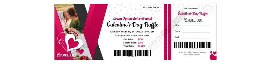 Download Valentine's Day Draw Raffle Ticket Design for MS Word