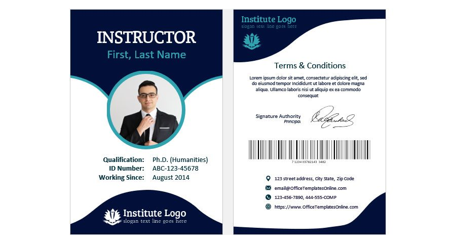 Download MS Word Instructor ID Card Template