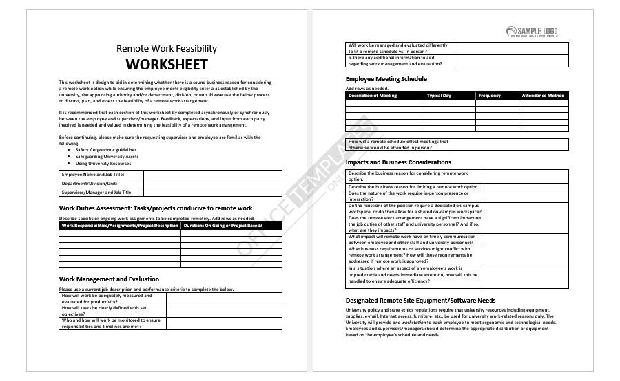 Remote Work Feasibility Worksheet