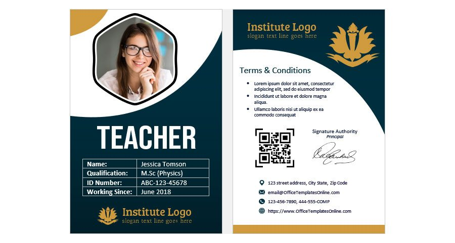 Download Teacher ID Card Template for MS Word