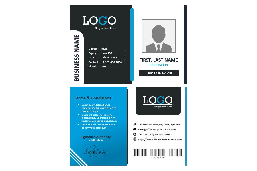 Download Business Employee ID Card Template for MS Word