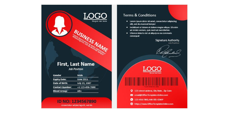 Download Business Manager ID Card/Badge Template