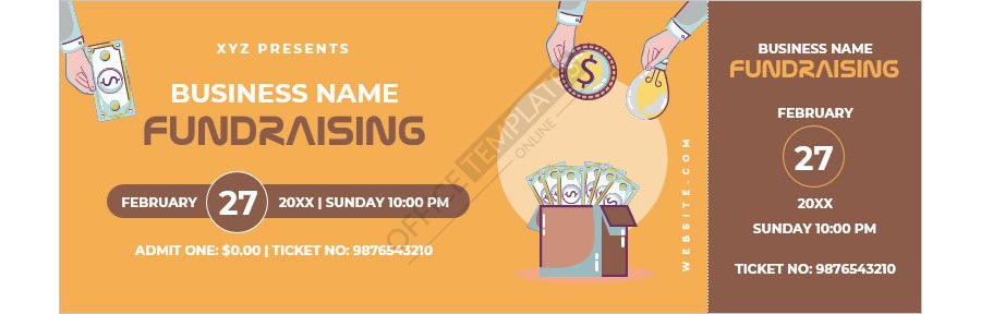 General Fundraising Ticket Design In MS Word Format