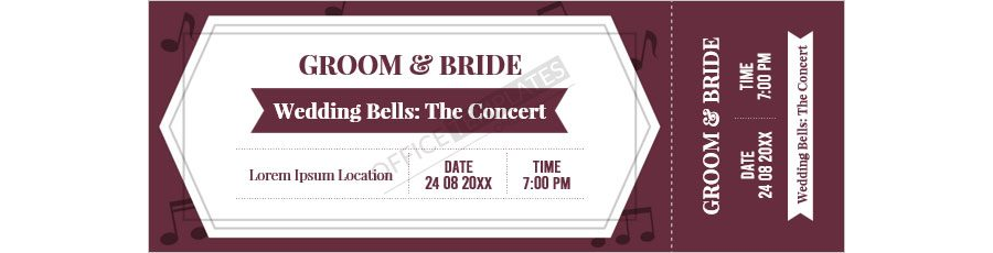 Wedding Concert Ticket Template in MS Word Format
