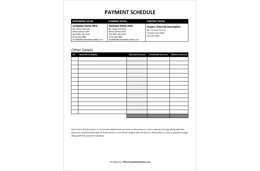Payment Schedule (PDF)