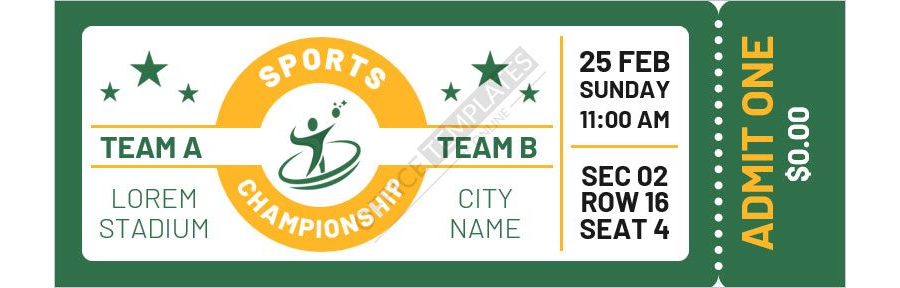 Sports Event Fundraising Ticket Design in MS Word