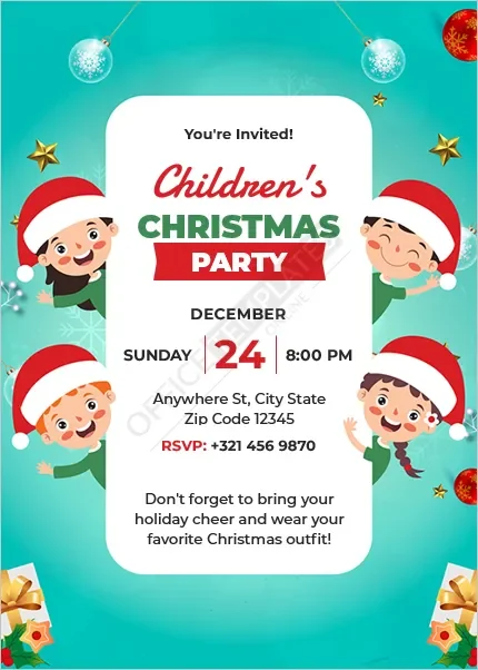 Children's Christmas Party Invitation Template