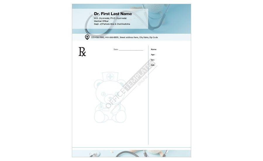 Download Best Pediatric Prescription Pad Template for MS Word