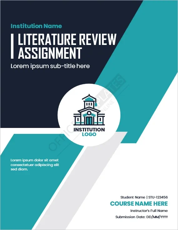 Literature Review Assignment Cover Page Template
