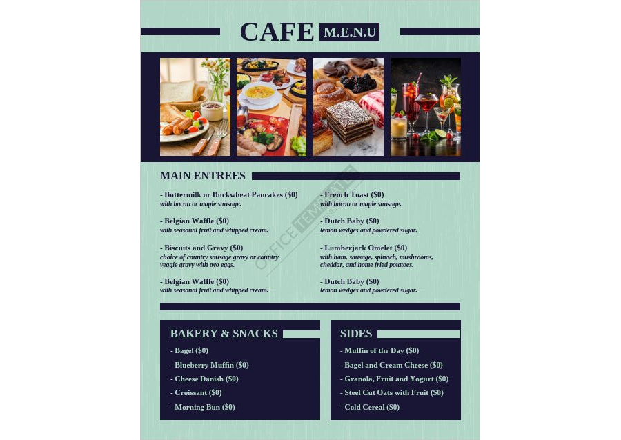 Cafe Menu Template