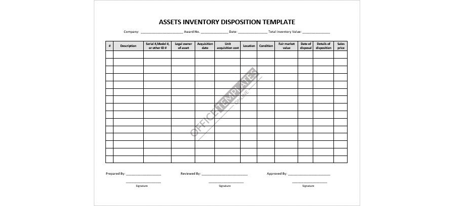 Download Assets Inventory Template for MS Word