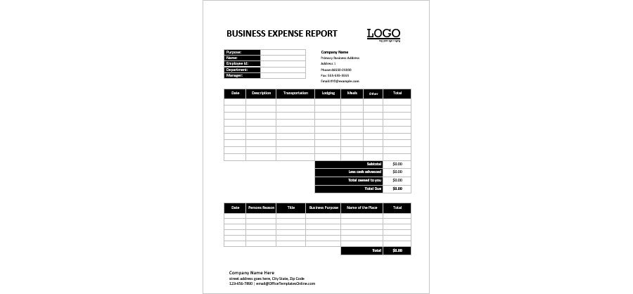 Download Business Expense Report Template