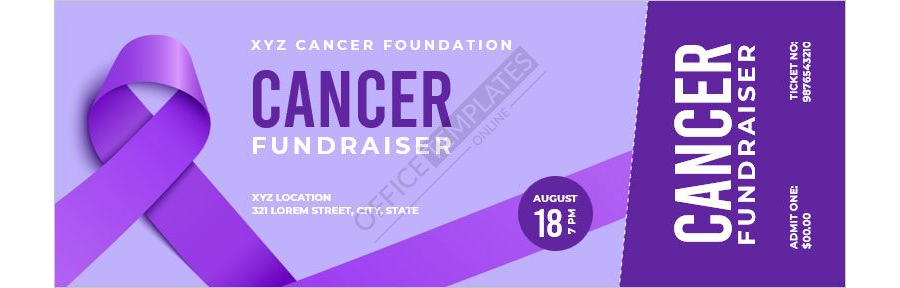Cancer Fundraising Ticket Template in MS Word Format