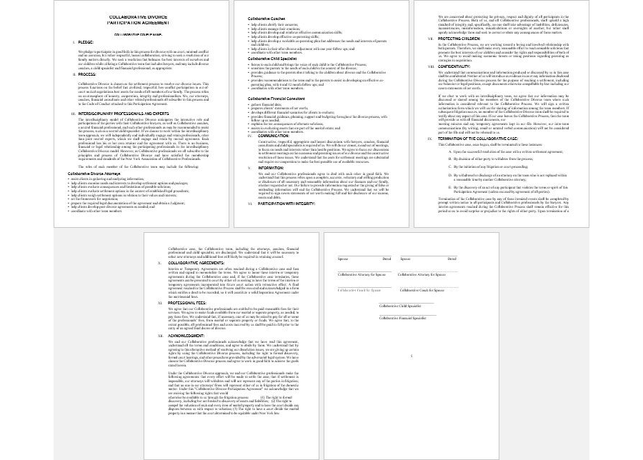 Collaborative Divorce Agreement Template
