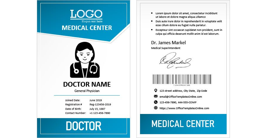 Download Hospital Staff (Doctor) ID Card Template