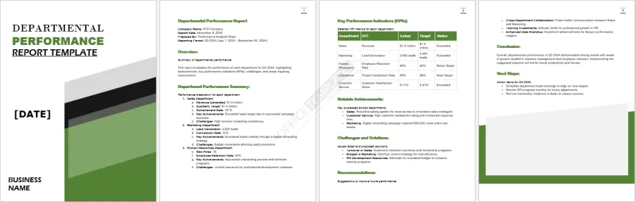 Departmental Performance Report Template