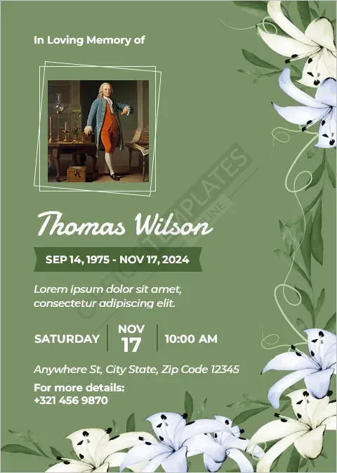 Personalized Story Funeral Card Template