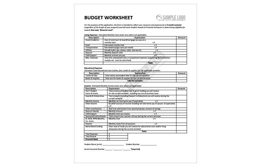 Budget Worksheet