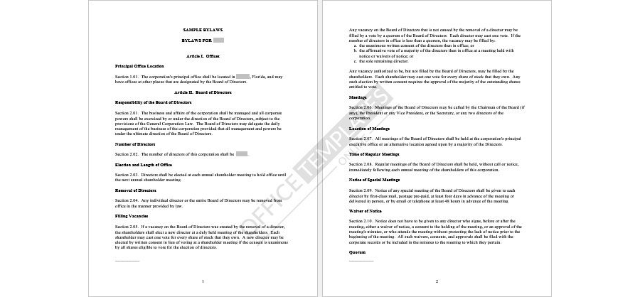 Sample Corporate Bylaws Format 15