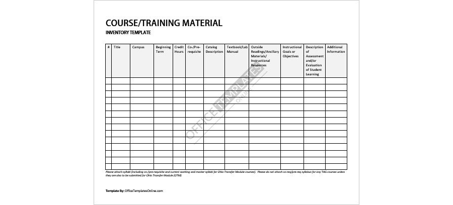 Download Course Inventory Design for Microsoft Word