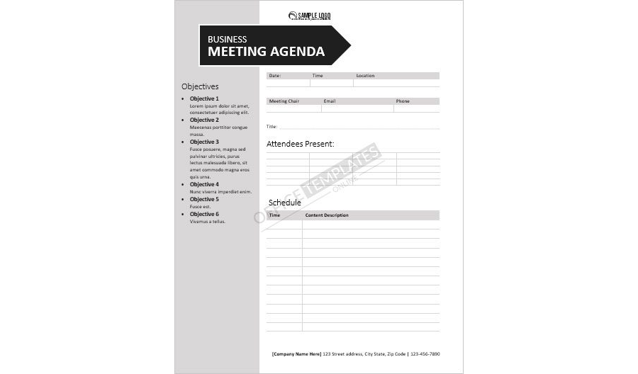 MS Word Business Meeting Agenda Template