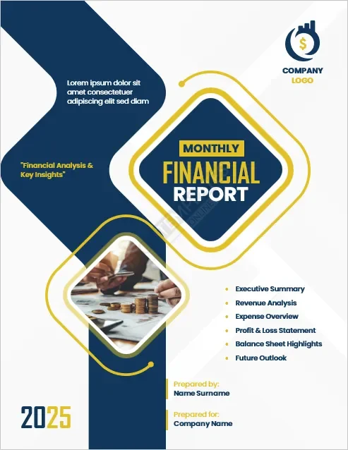 Monthly Financial Report Cover Page Template