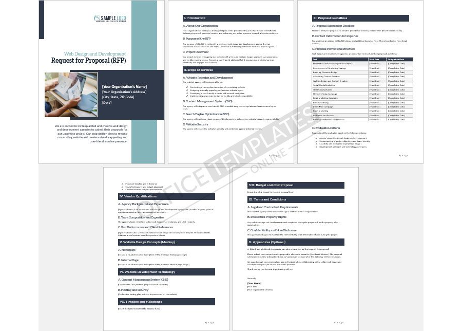 Web Design and Development Request for Proposal Template for MS Word