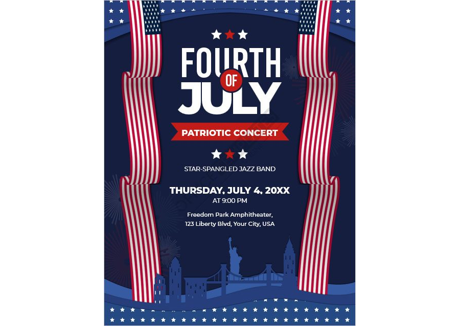 4th July Patriotic Concert Flyer Template