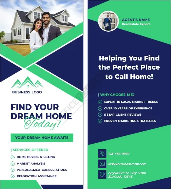 Real Estate Agent Advertising Rack Card Template