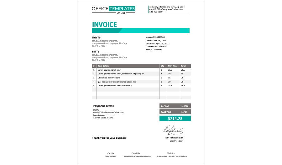 Download Business Sales Invoice Template