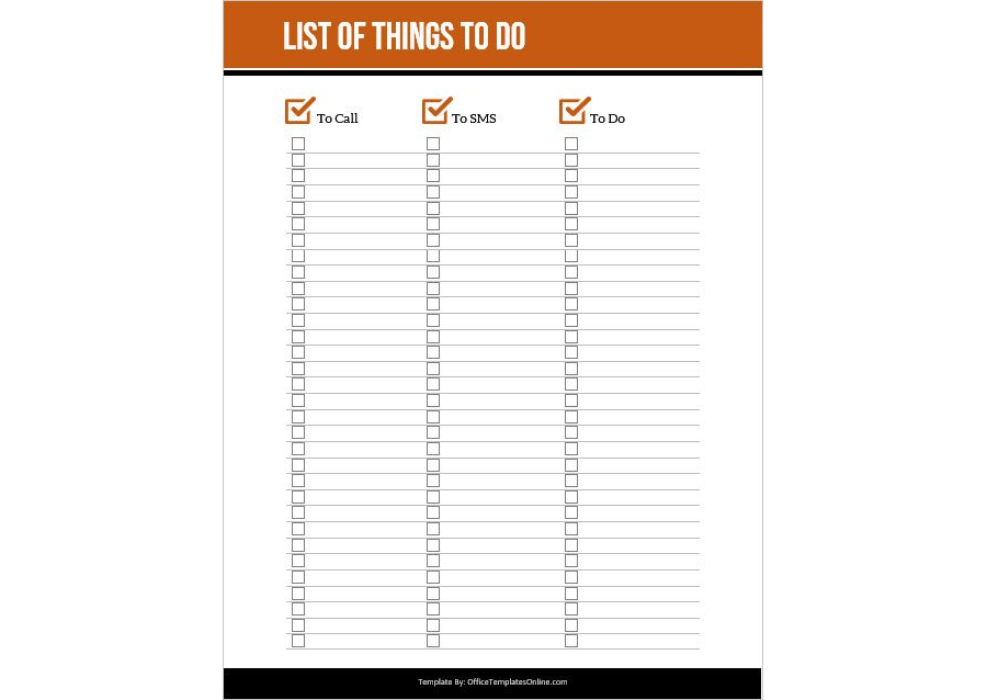 Download To...s Things list Template - Word