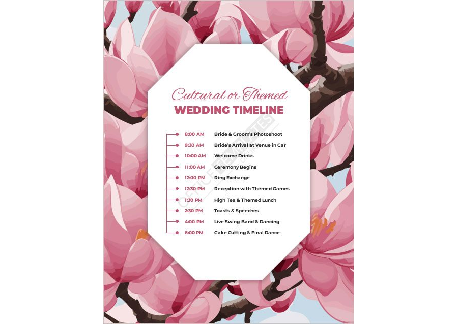 Cultural or Themed Wedding Timeline Template