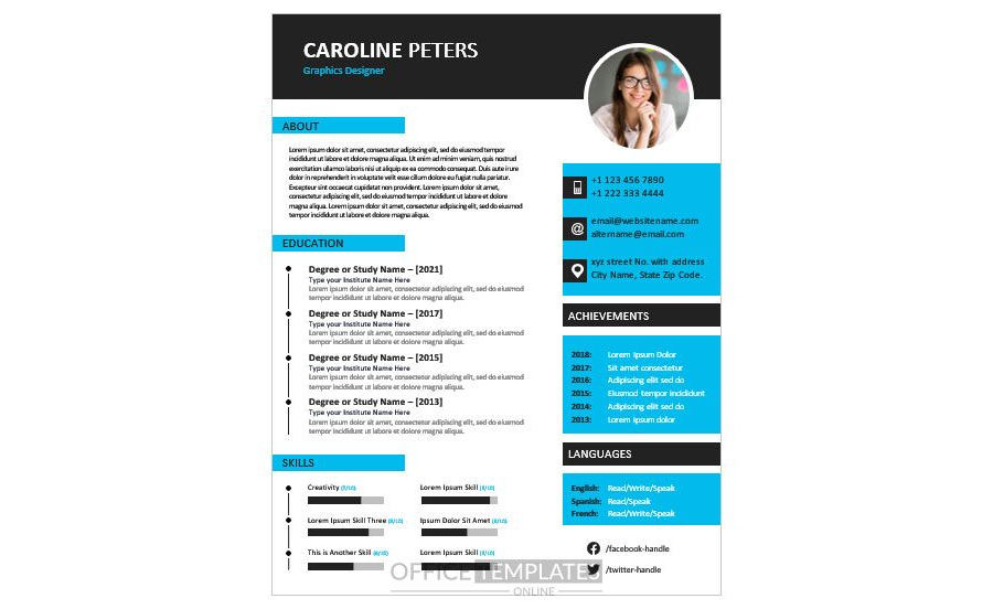Download MS Word Graphic Designer Resume Sample for Fresh Graduates