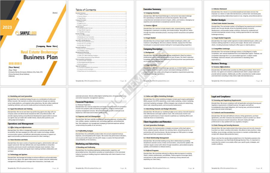 Real Estate Brokerage Business Plan Template