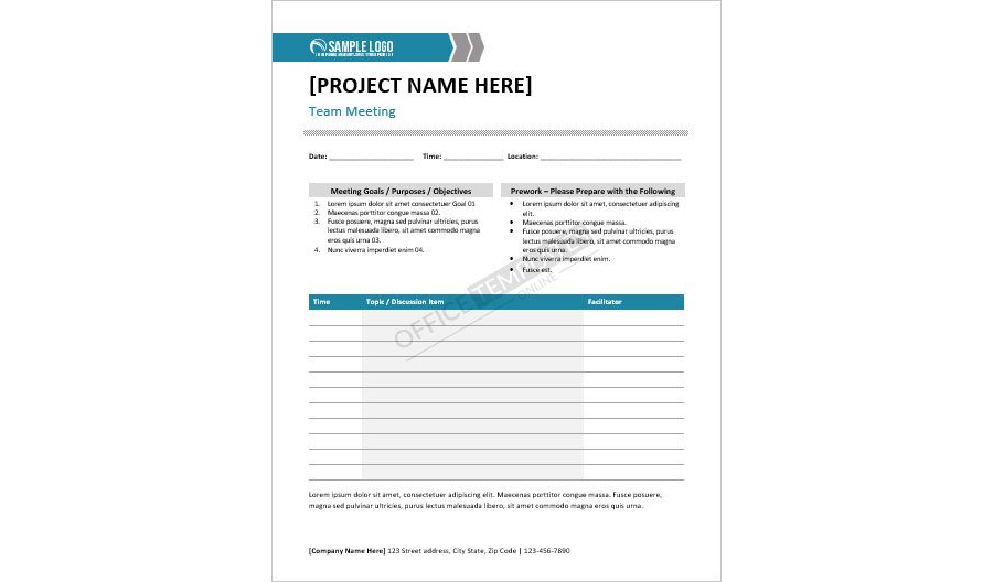 Project Meeting Agenda Template in MS Word Format