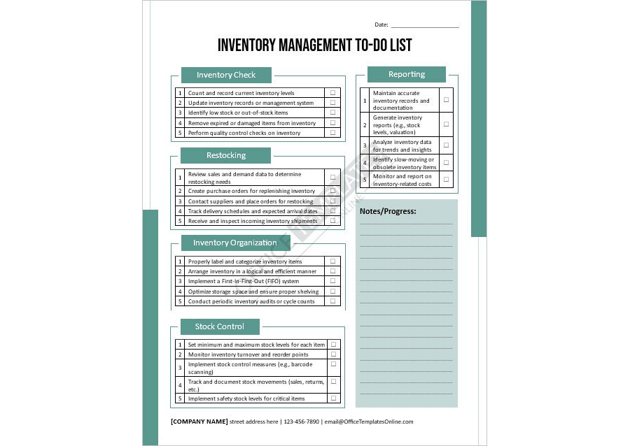 Inventory Management To-do List Template