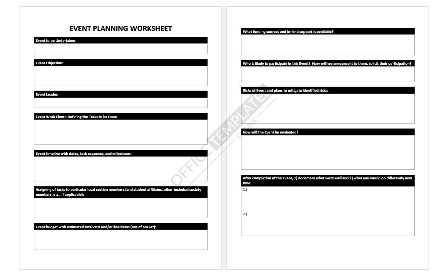 Event Planning Worksheet