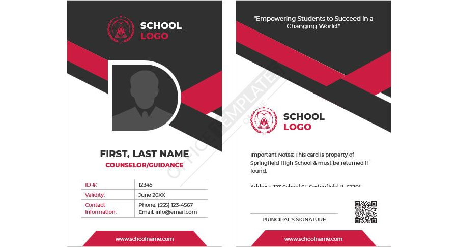 Counselor/Guidance Teacher ID Card Template